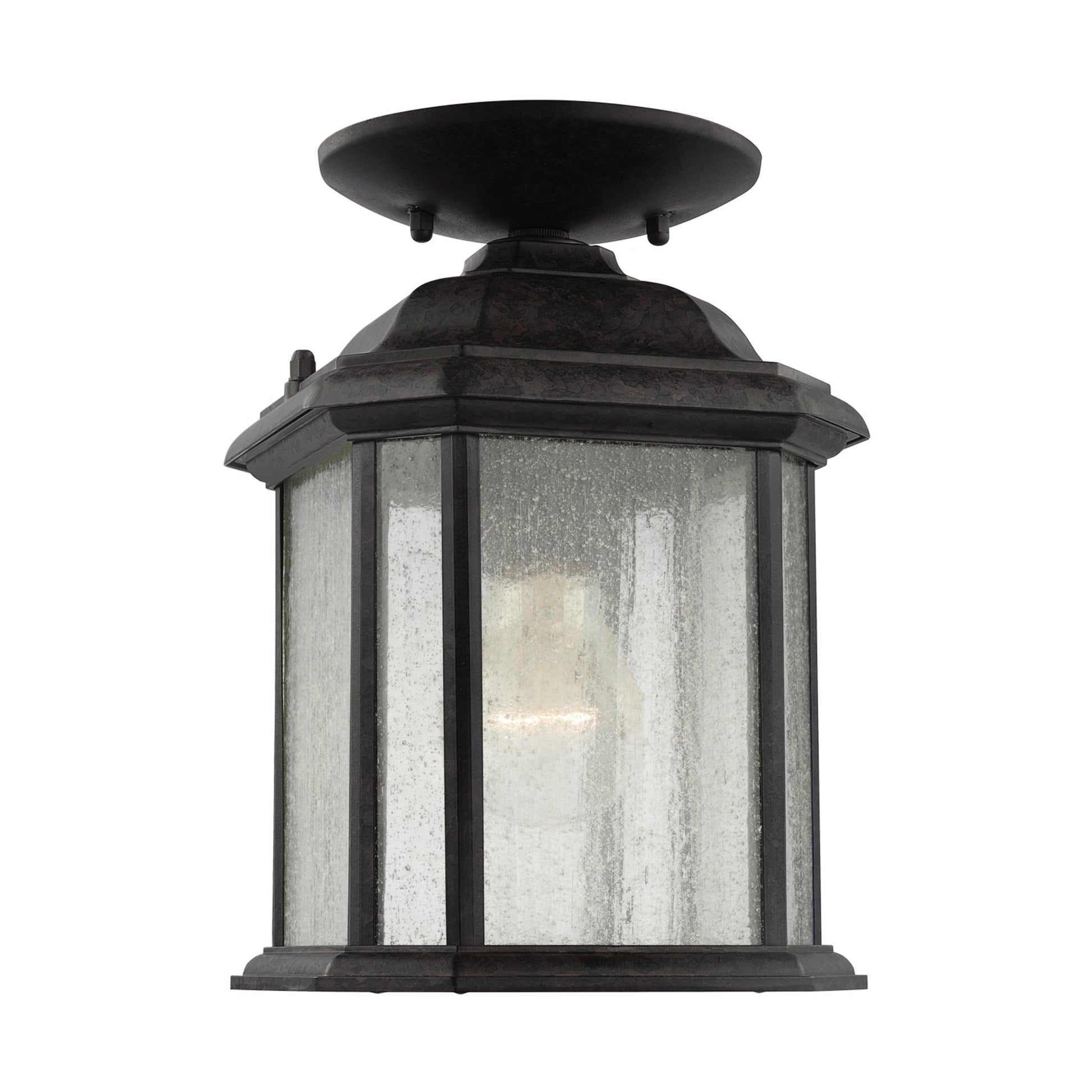 Kent 11" Outdoor Semi-Flush Convertible Pendant, Oxford Bronze Finish with Clear Seeded Glass - Bees Lighting