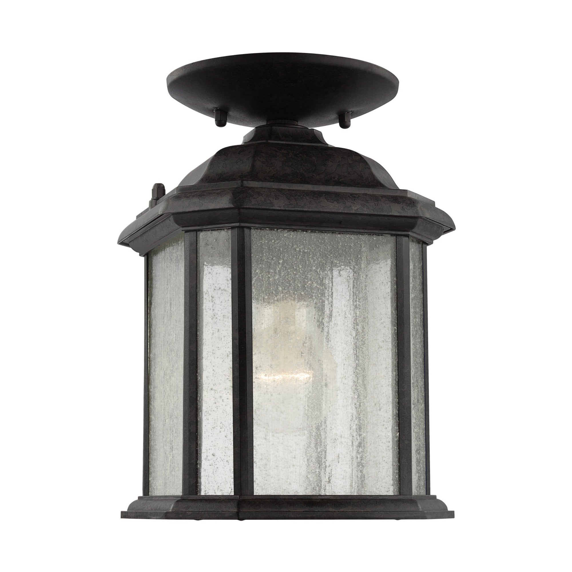 Kent 11" Outdoor Semi-Flush Convertible Pendant, Oxford Bronze Finish with Clear Seeded Glass - Bees Lighting
