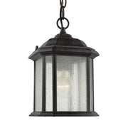 Kent 11" Outdoor Semi-Flush Convertible Pendant, Oxford Bronze Finish with Clear Seeded Glass - Bees Lighting