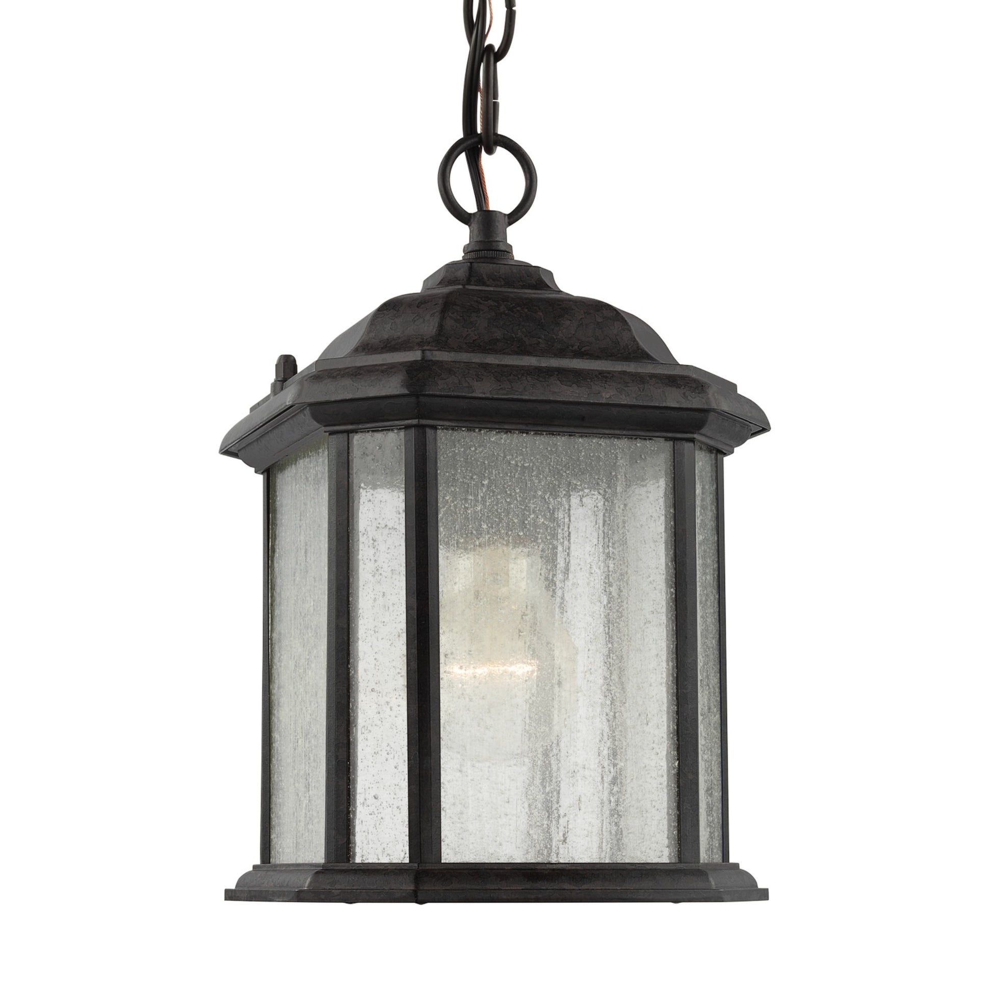 Kent 11" Outdoor Semi-Flush Convertible Pendant, Oxford Bronze Finish with Clear Seeded Glass - Bees Lighting