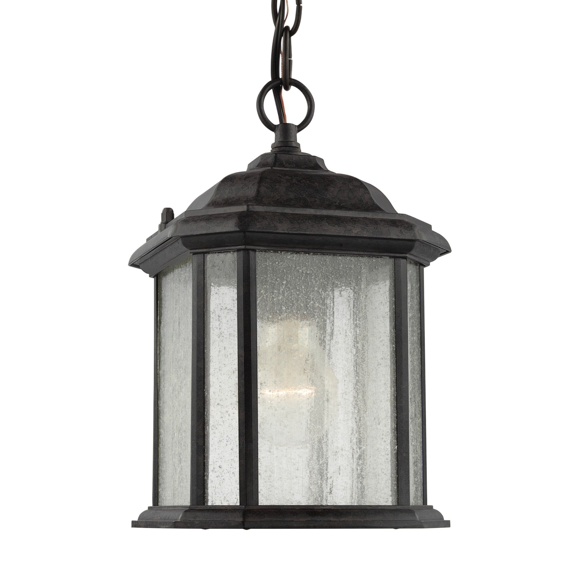 Kent 11" Outdoor Semi-Flush Convertible Pendant, Oxford Bronze Finish with Clear Seeded Glass - Bees Lighting