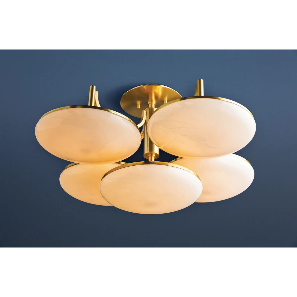 Bregman 30" 5 Lights LED Semi-Flush Mount Aged Brass Finish - Bees Lighting
