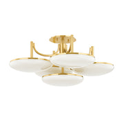Bregman 30" 5 Lights LED Semi-Flush Mount Aged Brass Finish - Bees Lighting