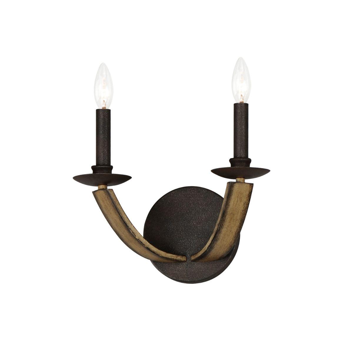 Basque 13 in. 2 Lights Armed Sconce Antique Bronze Finish