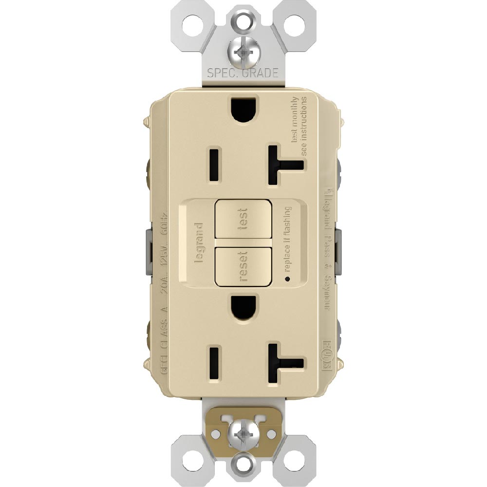 radiant 20A GFCI Self-Test Decorator Duplex Receptacles, Ivory - Bees Lighting