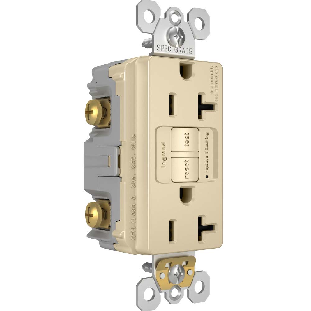radiant 20A GFCI Self-Test Decorator Duplex Receptacles, Ivory - Bees Lighting