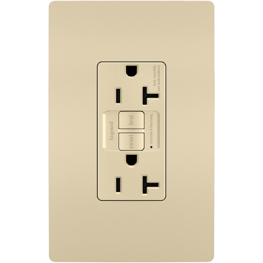 radiant 20A GFCI Self-Test Decorator Duplex Receptacles, Ivory - Bees Lighting