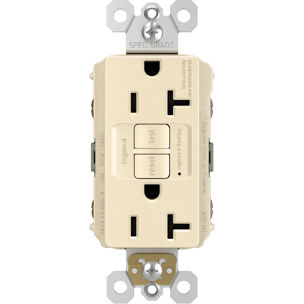 radiant 20A GFCI Self-Test Decorator Duplex Receptacles, Light Almond - Bees Lighting