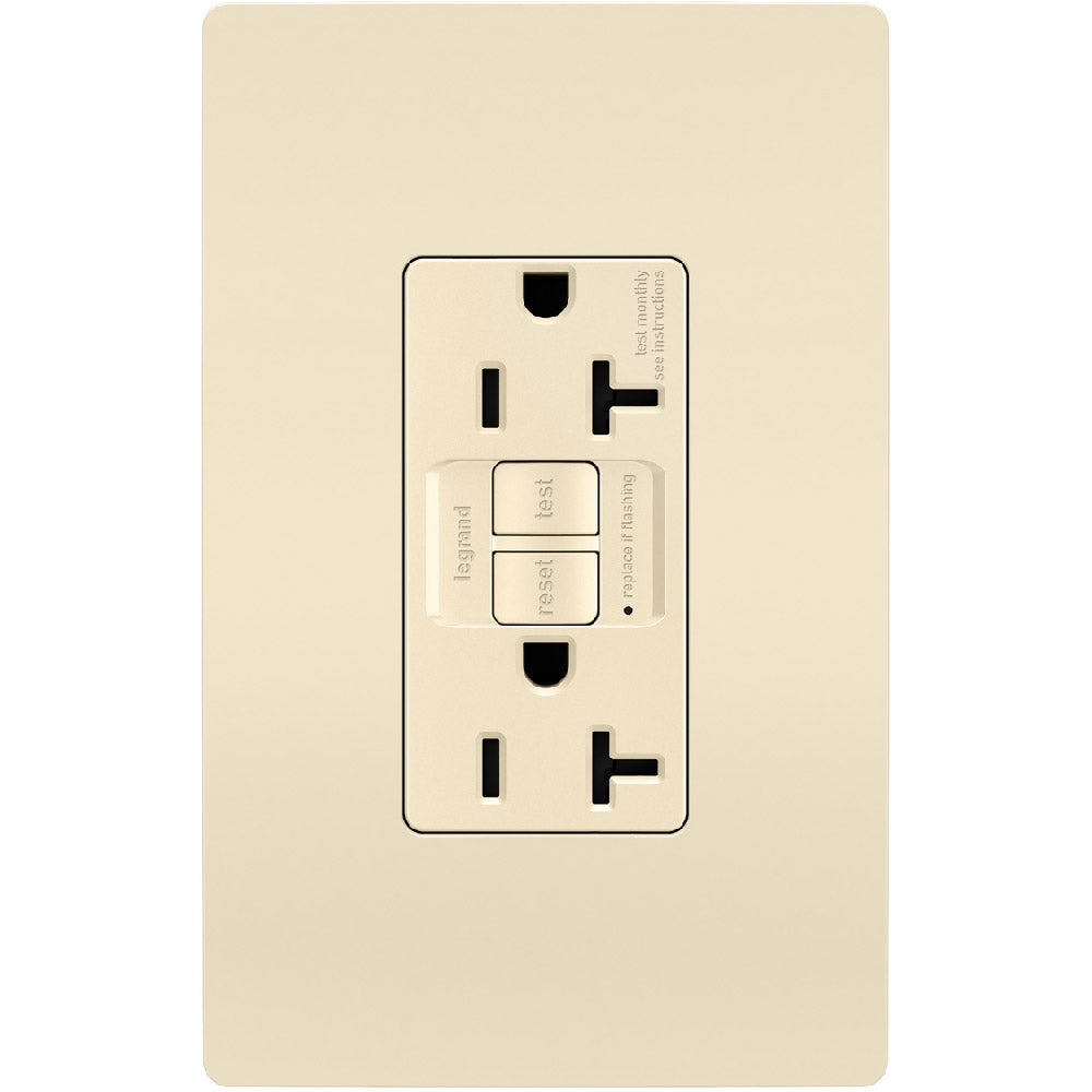 radiant 20A GFCI Self-Test Decorator Duplex Receptacles, Light Almond - Bees Lighting