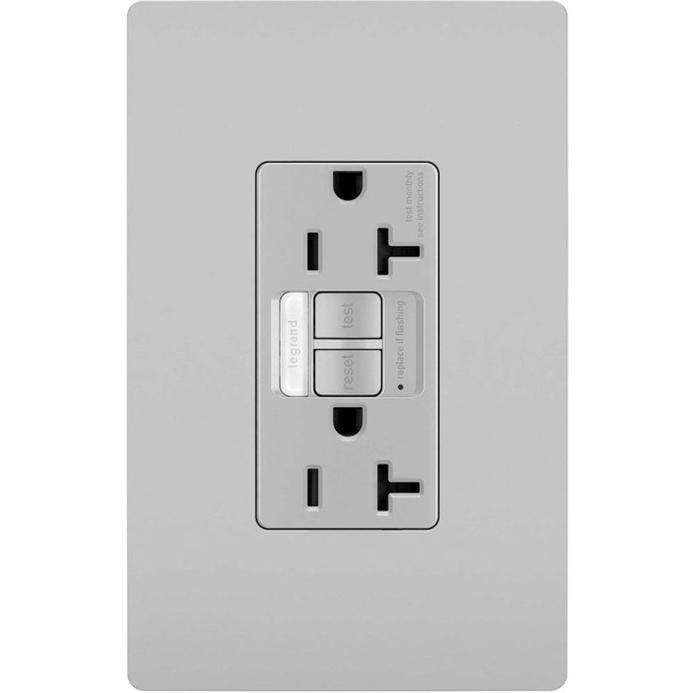 radiant Tamper-Resistant 20A GFCI Receptacle with Night Light, Gray - Bees Lighting