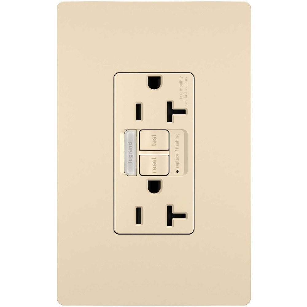 radiant Tamper-Resistant 20A GFCI Receptacle with Night Light, Ivory - Bees Lighting