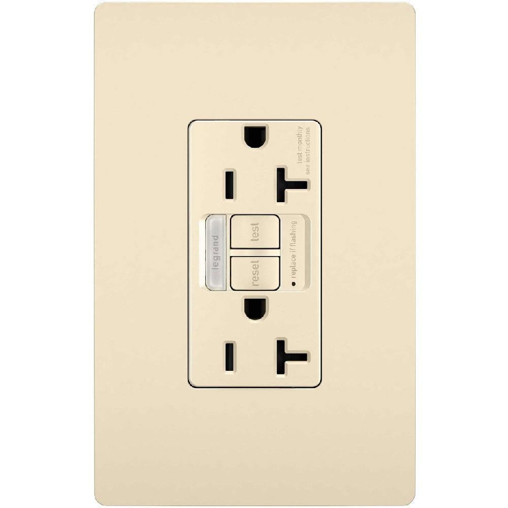 radiant Tamper-Resistant 20A GFCI Receptacle with Night Light, Light Almond - Bees Lighting