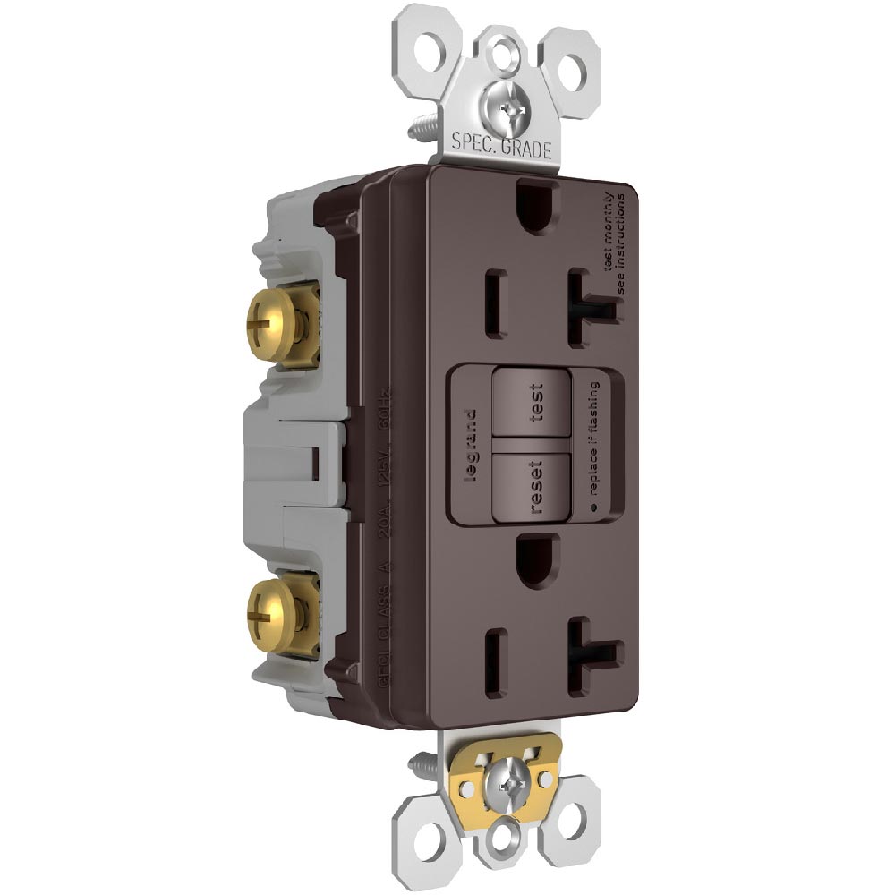 radiant Tamper-Resistant 20A Duplex Self-Test GFCI Receptacle, Dark Bronze - Bees Lighting