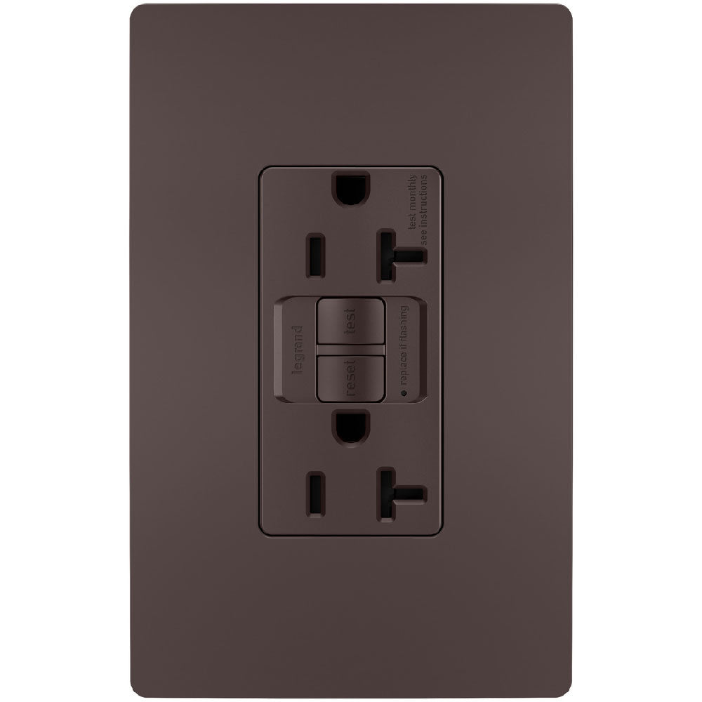 radiant Tamper-Resistant 20A Duplex Self-Test GFCI Receptacle, Dark Bronze - Bees Lighting