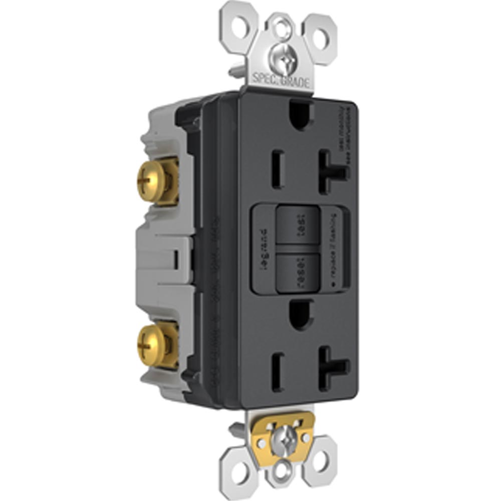 radiant Tamper-Resistant 20A Duplex Self-Test GFCI Receptacle, Graphite - Bees Lighting