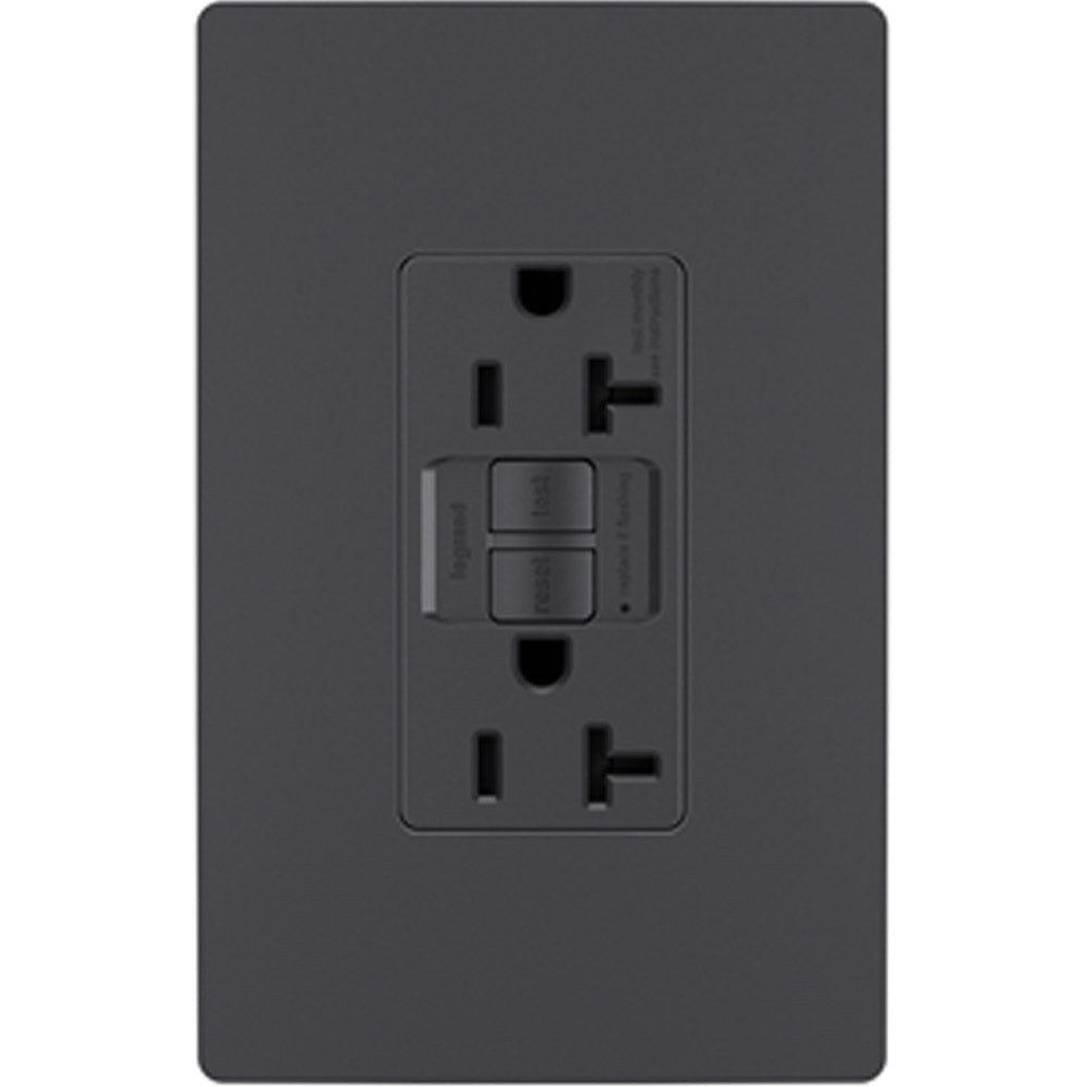 radiant Tamper-Resistant 20A Duplex Self-Test GFCI Receptacle, Graphite - Bees Lighting