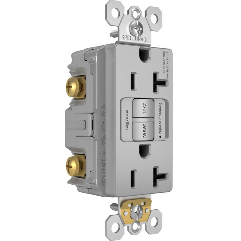 radiant Tamper-Resistant 20A Duplex Self-Test GFCI Receptacle, Gray - Bees Lighting