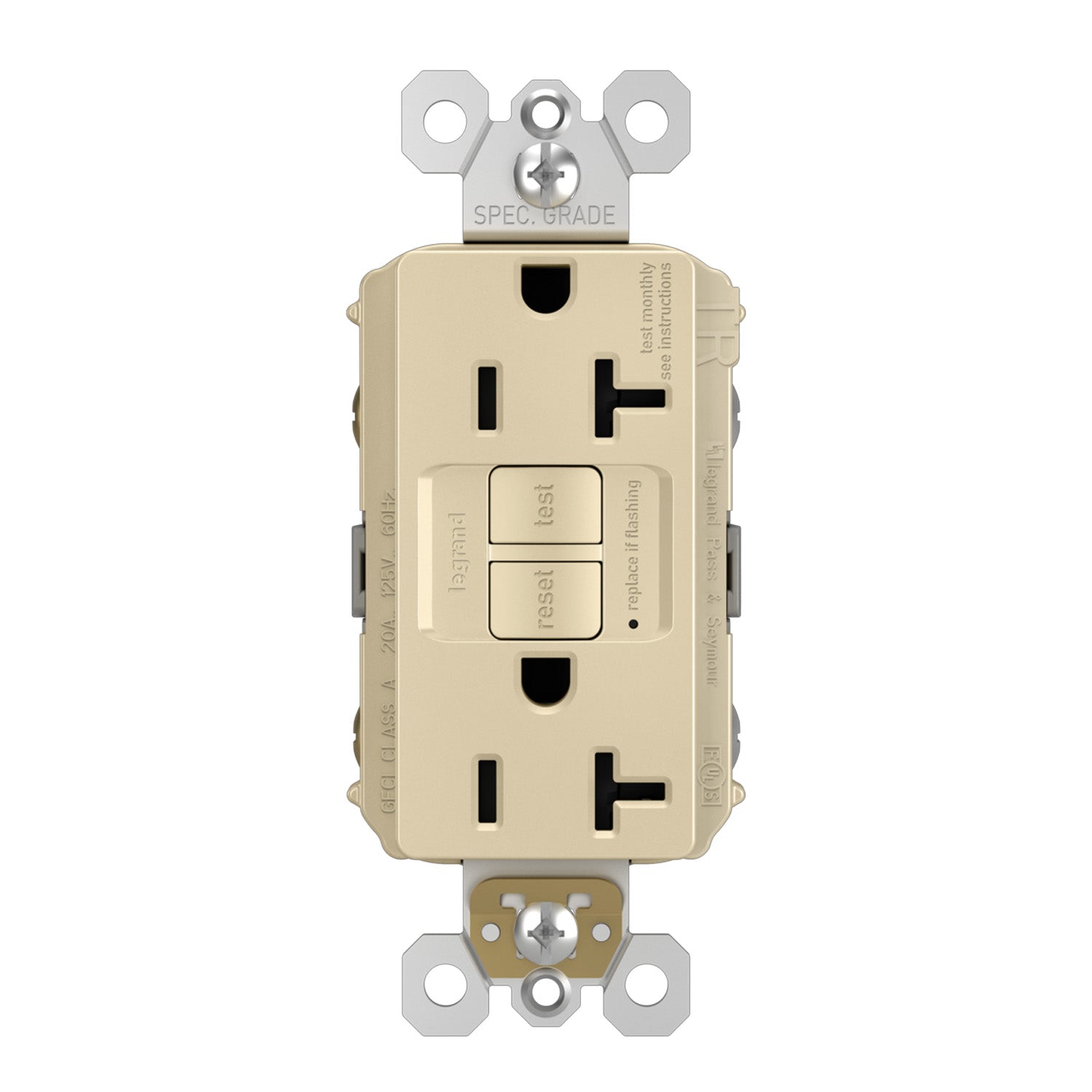 radiant 20A Tamper-Resistant Duplex Self-Test GFCI Receptacle - Bees Lighting