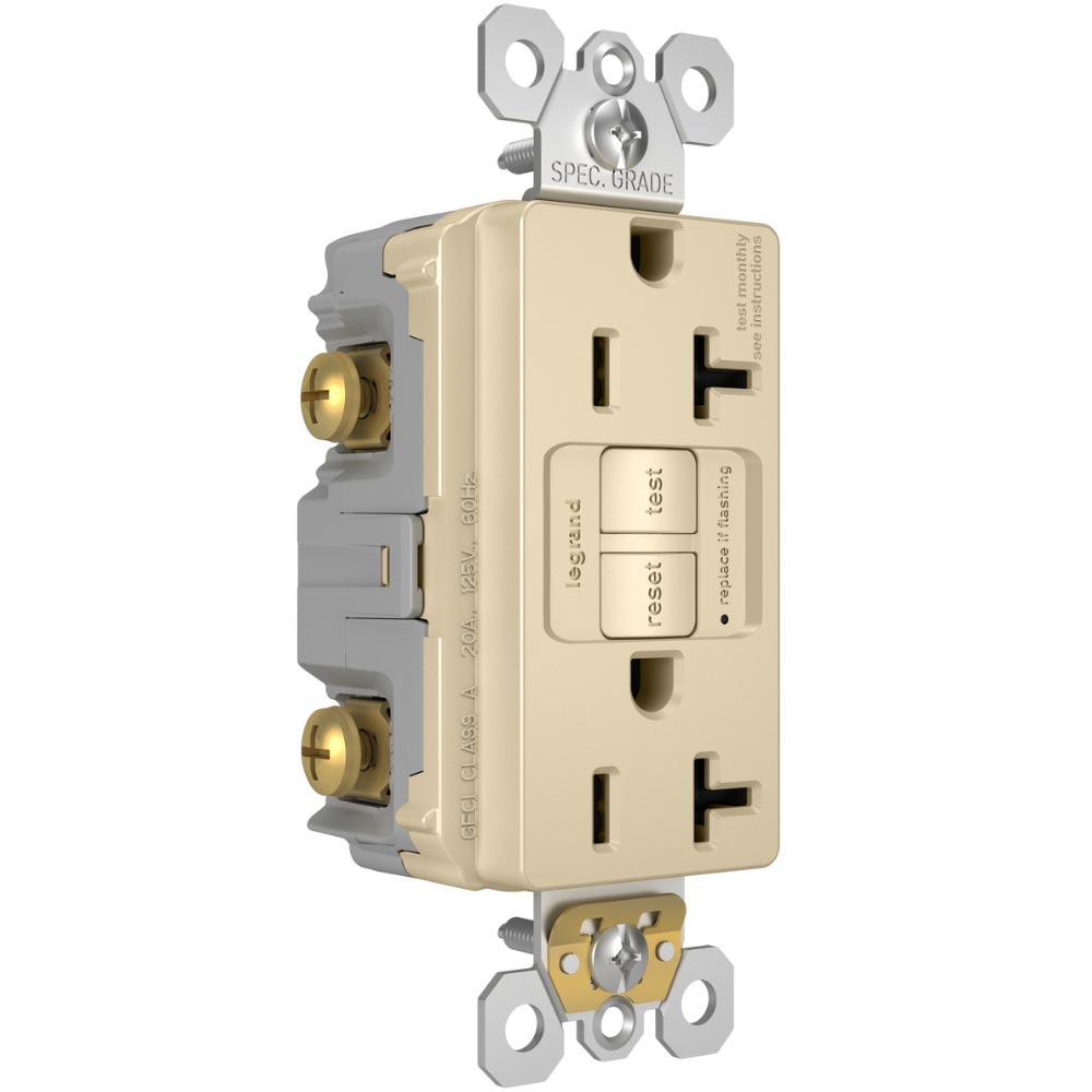 radiant Tamper-Resistant 20A Duplex Self-Test GFCI Receptacle, Ivory - Bees Lighting
