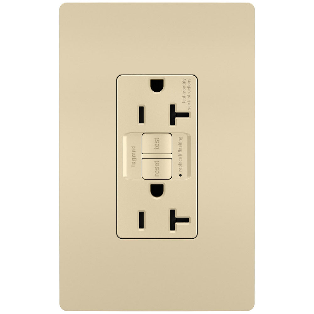 radiant Tamper-Resistant 20A Duplex Self-Test GFCI Receptacle, Ivory - Bees Lighting