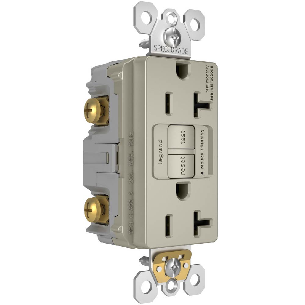 radiant Tamper-Resistant 20A Duplex Self-Test GFCI Receptacle, Nickel - Bees Lighting
