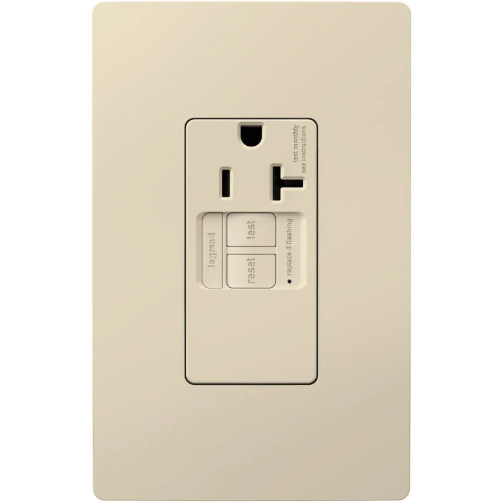Simplex Recept Legrand 2097TRSGLLA Light Almond GFCI Simplex Outlet | 20A Tamper ...