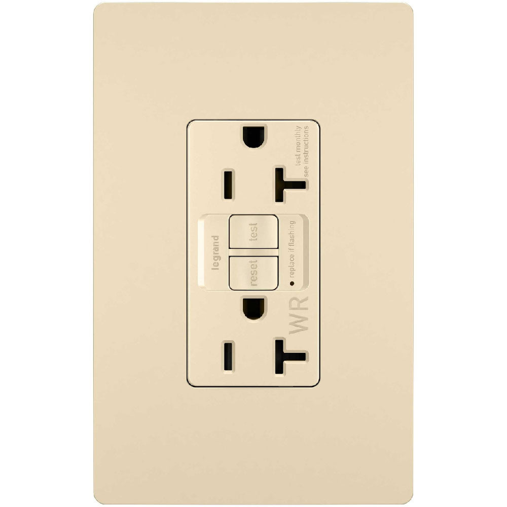 radiant Tamper-Resistant Weather-Resistant 20A Self-Test GFCI Receptacle, Ivory - Bees Lighting