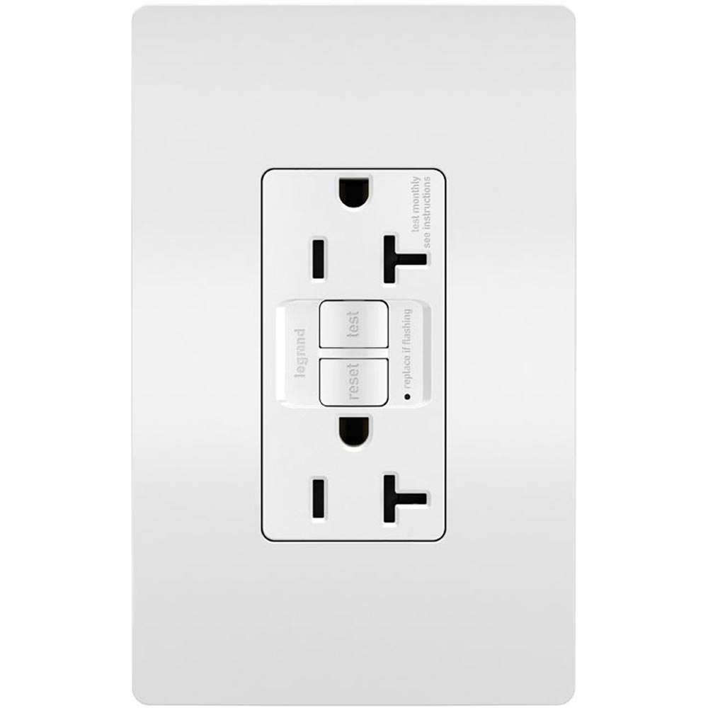 radiant Tamper-Resistant 20A Duplex Self-Test GFCI Receptacle, White - Bees Lighting