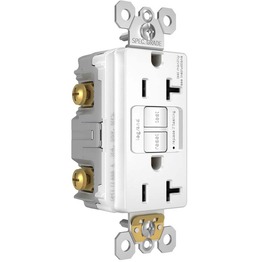 radiant Tamper-Resistant 20A Duplex Self-Test GFCI Receptacle, White - Bees Lighting