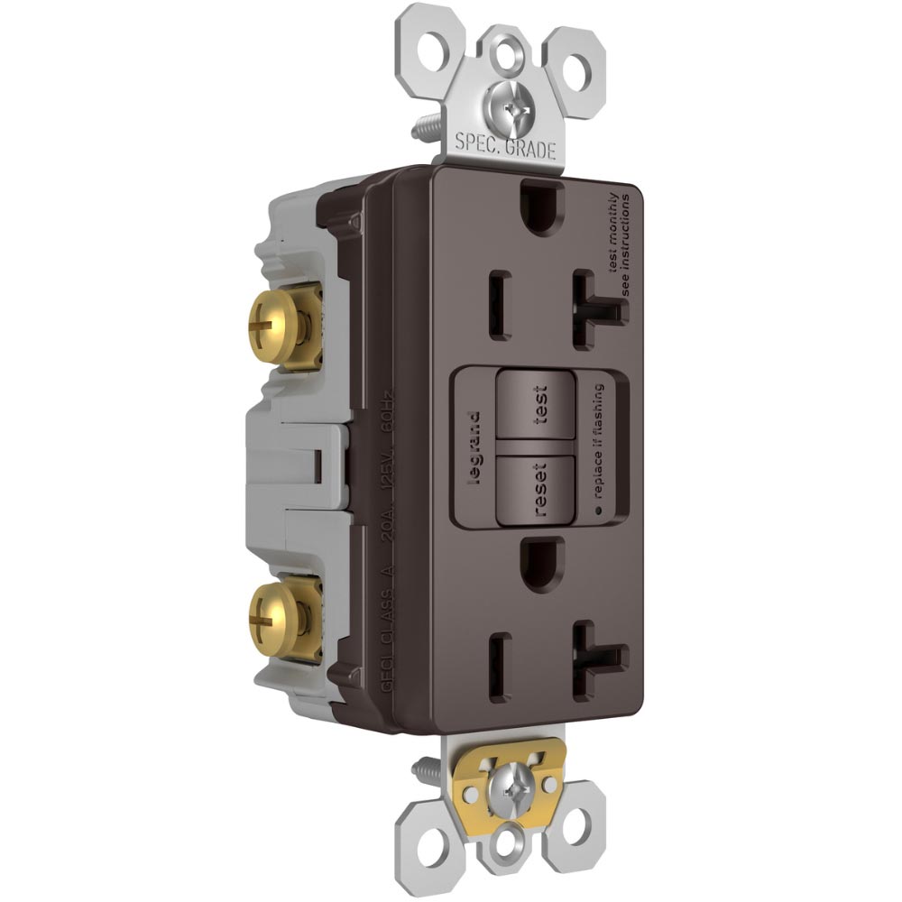 radiant Tamper-Resistant 20A Duplex Self-Test GFCI Receptacle, Brown - Bees Lighting
