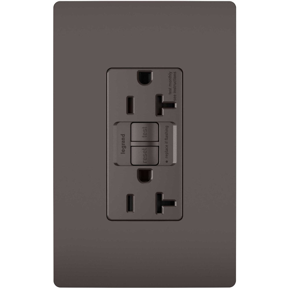 radiant Tamper-Resistant 20A Duplex Self-Test GFCI Receptacle, Brown - Bees Lighting