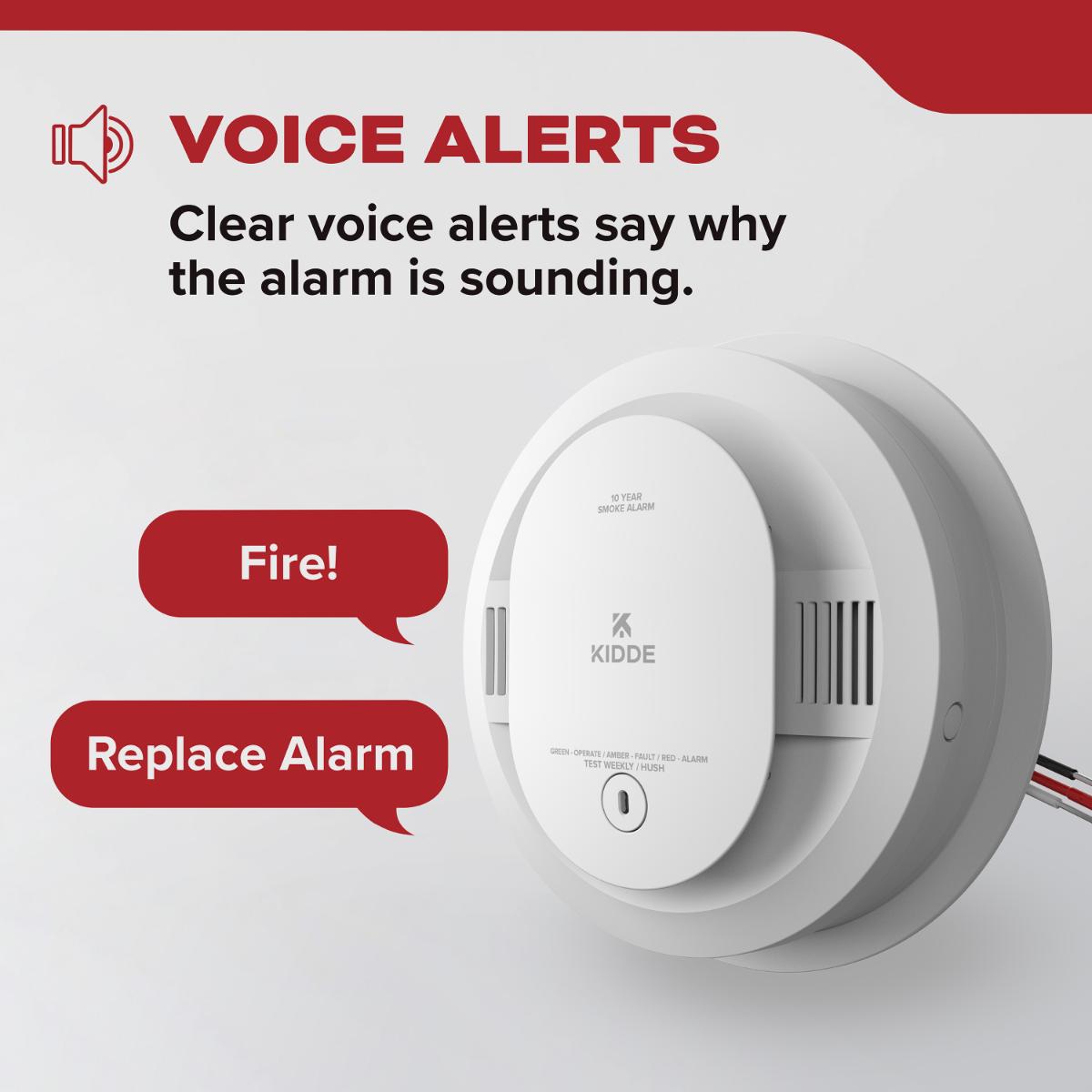 Detect Hardwired+10-Year Battery Backup Smoke Detector, Voice Alerts - Bees Lighting