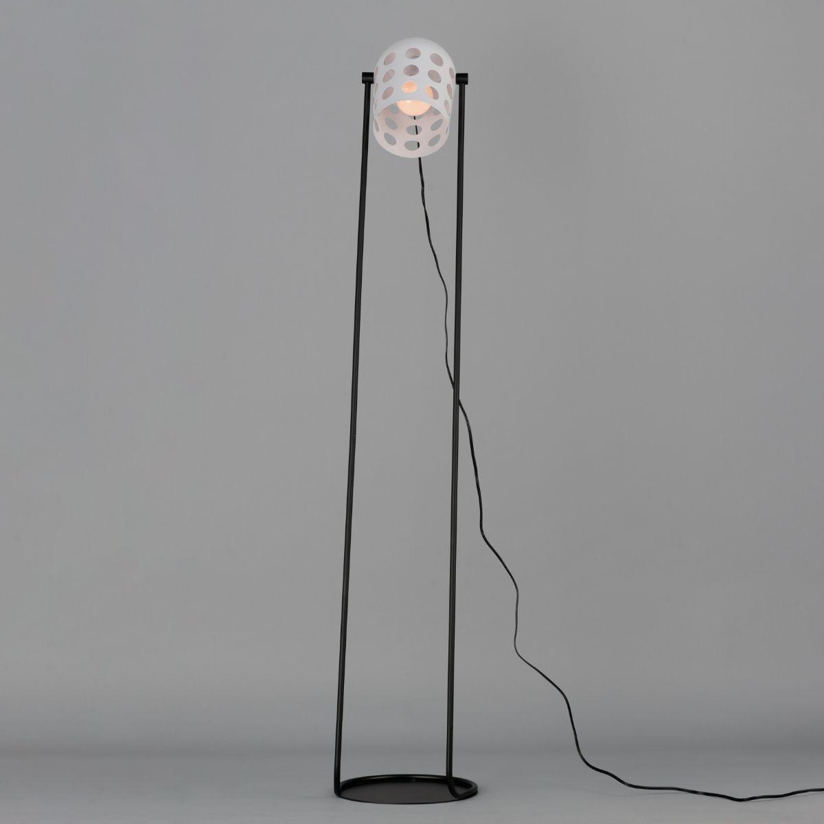 Dottie Black Floor Lamp with White Swiveling Shade - Bees Lighting