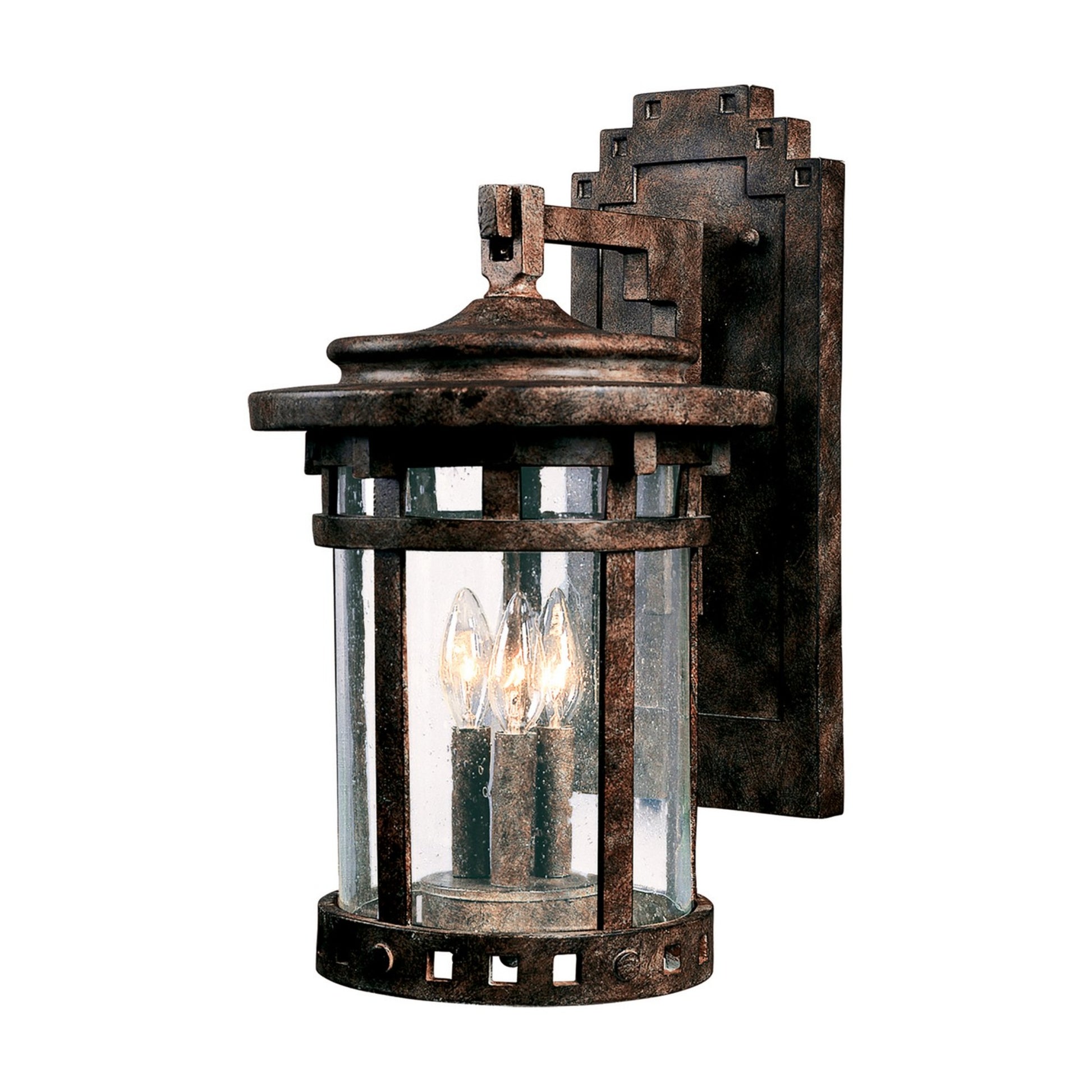 Santa Barbara DC 16" 3-Light Outdoor Wall Lantern, Sienna Finish - Bees Lighting