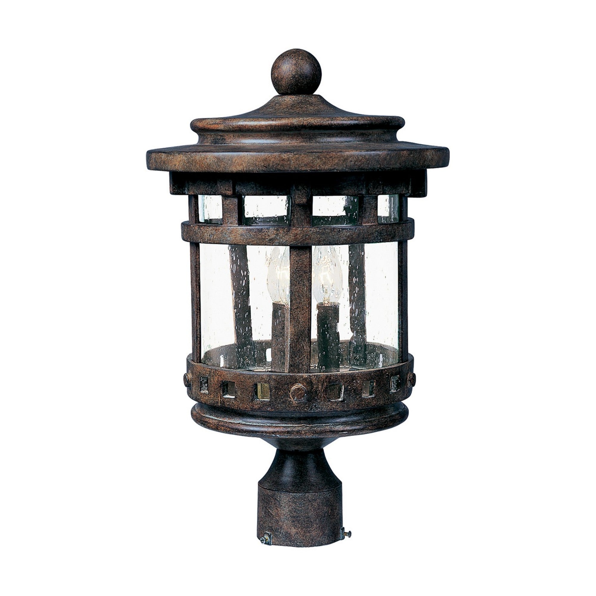 Santa Barbara DC 16" 3-Light Outdoor Pole/Post Lantern, Sienna Finish - Bees Lighting