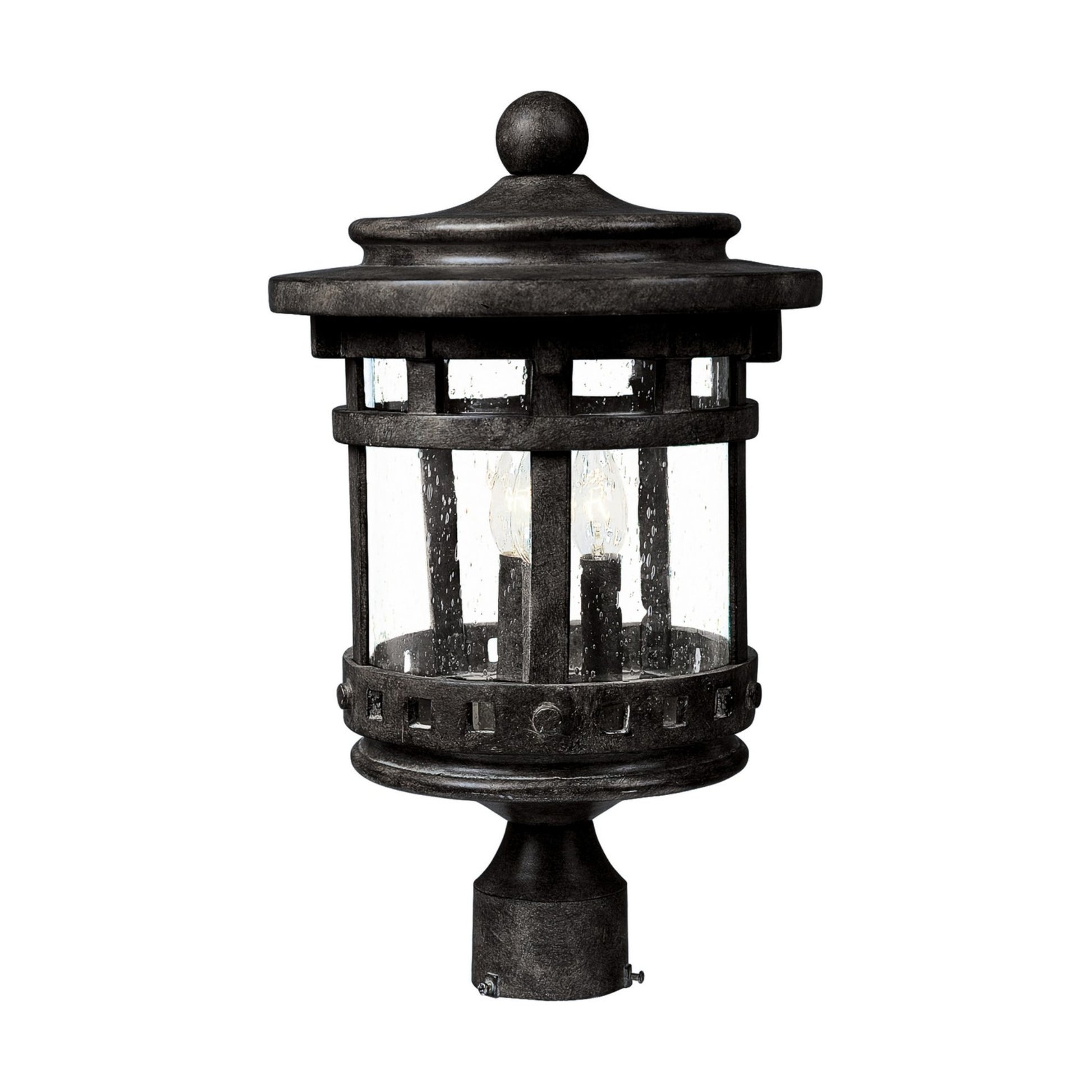 Santa Barbara DC 16" 3-Light Outdoor Pole/Post Lantern, Sienna Finish - Bees Lighting