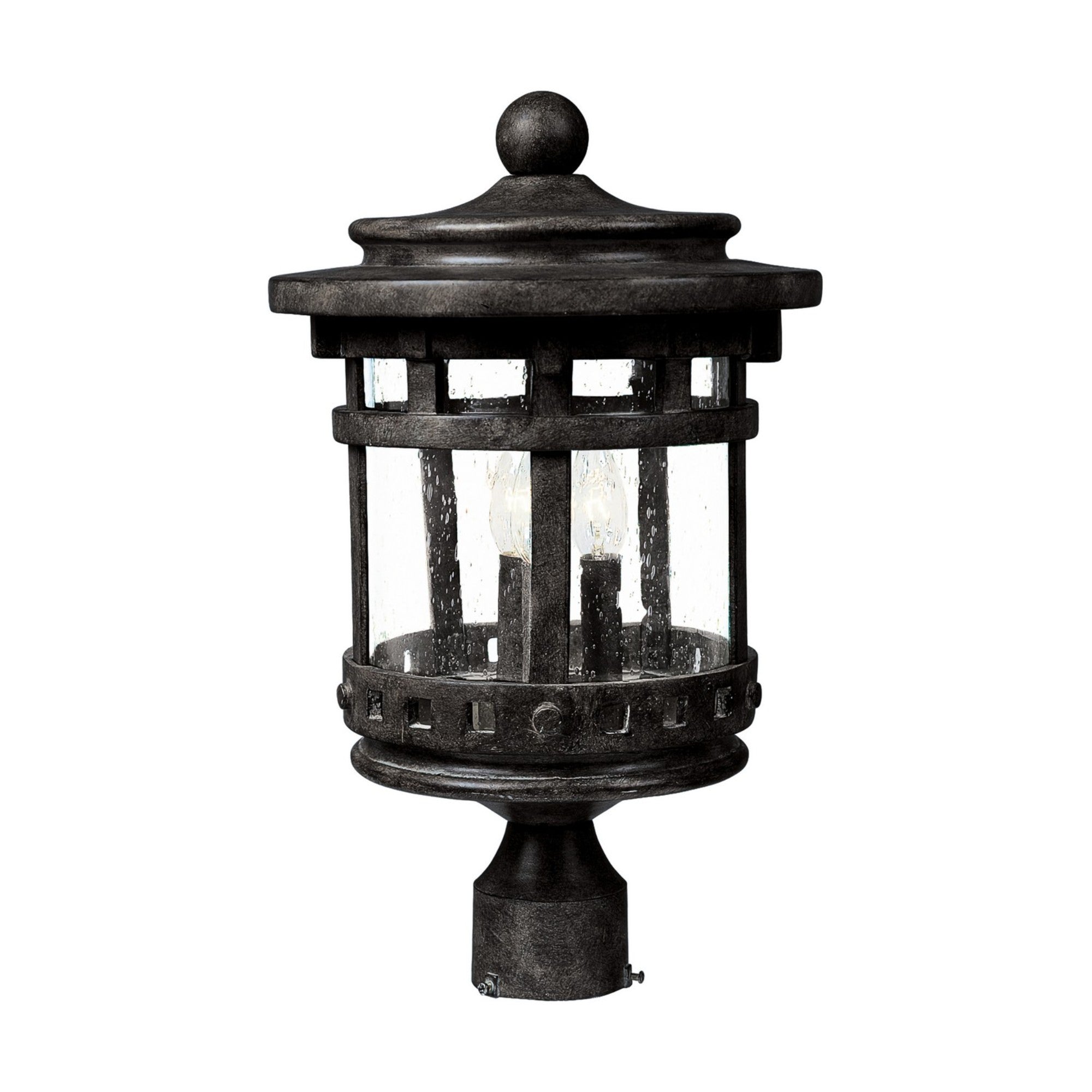 Santa Barbara DC 16" 3-Light Outdoor Pole/Post Lantern, Sienna Finish - Bees Lighting