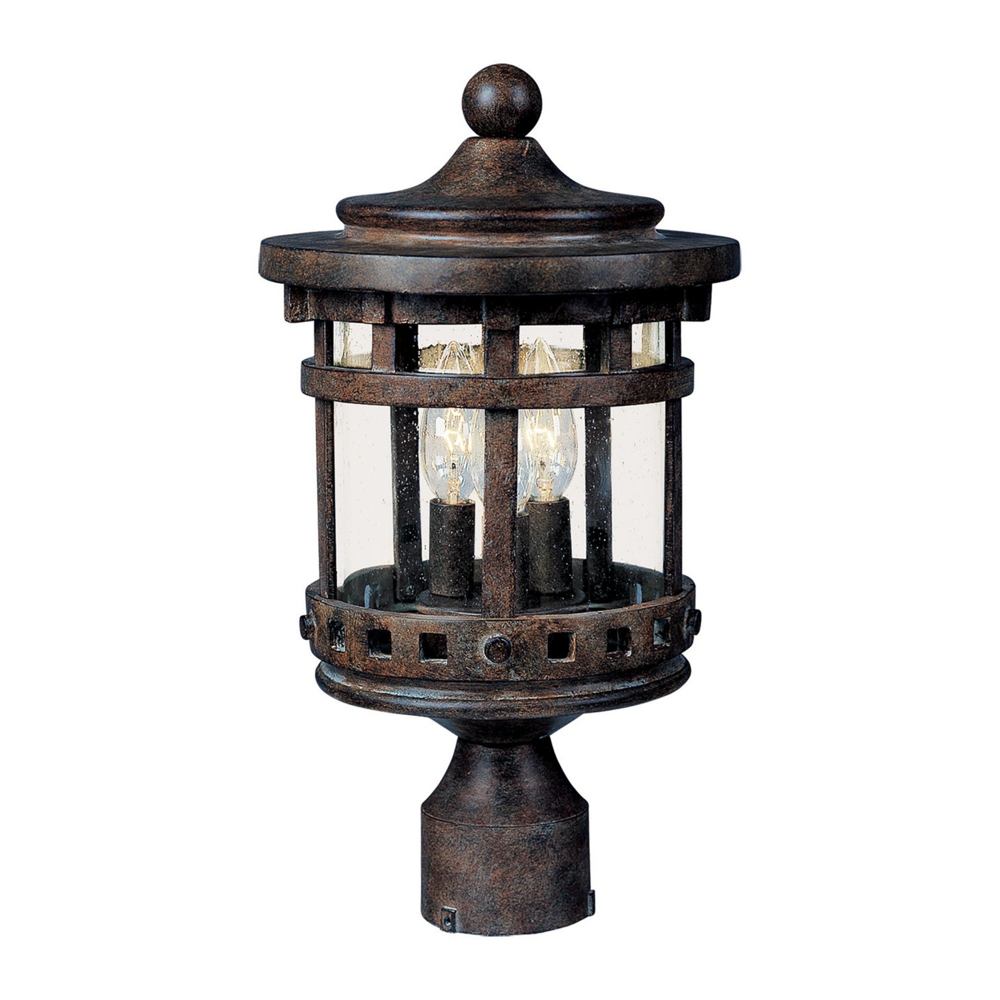 Santa Barbara DC 19" 3-Light Outdoor Pole/Post Lantern, Sienna Finish - Bees Lighting