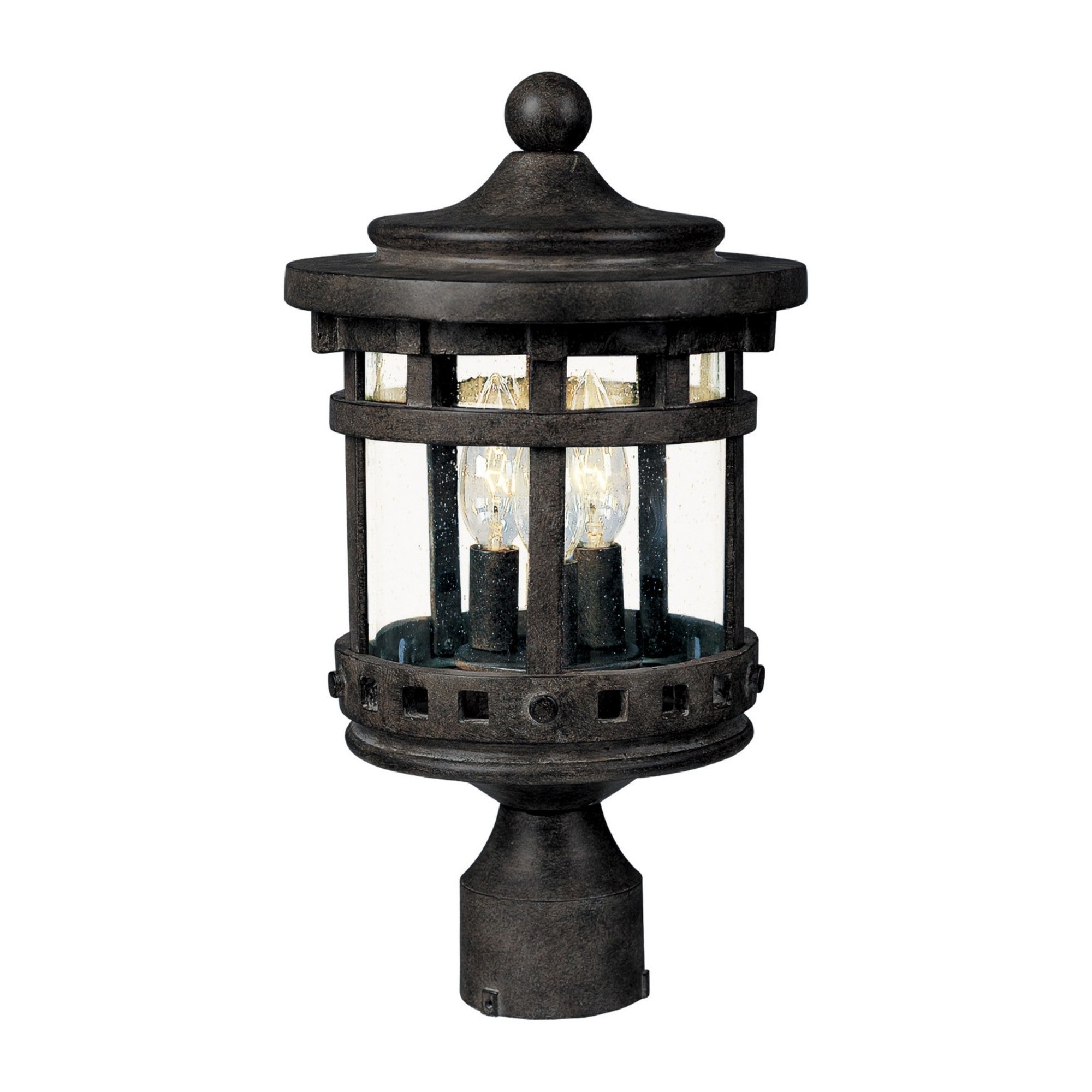 Santa Barbara DC 19" 3-Light Outdoor Pole/Post Lantern, Sienna Finish - Bees Lighting