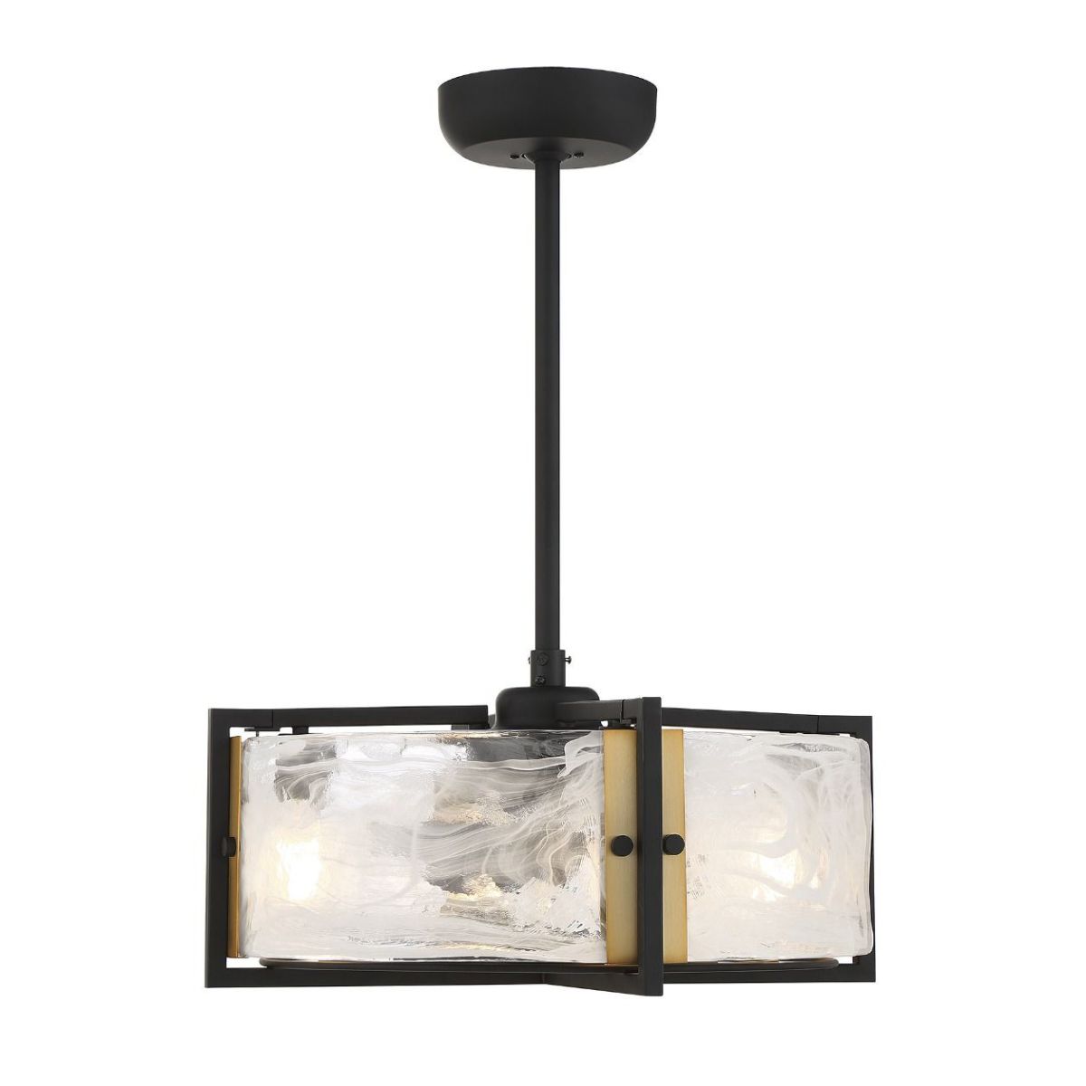 Hayward 23 Inch Matte Black with Warm Brass Accents Chandelier Ceiling Fan With Light And Remote - Bees Lighting
