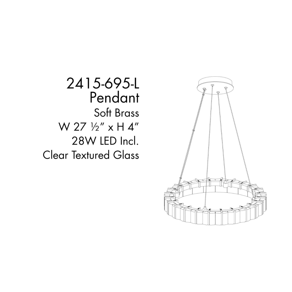 Servyn 27" 1 Light LED Pendant Light Brass Finish - Bees Lighting