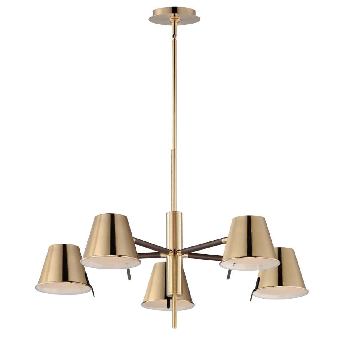 CARLO 28 in. 5 lights LED Chandelier Heritage Brass finish