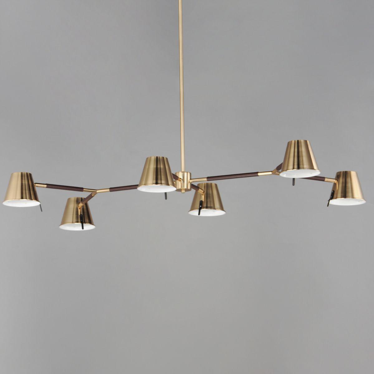 CARLO 48 in. 6 lights LED Chandelier Heritage Brass finish