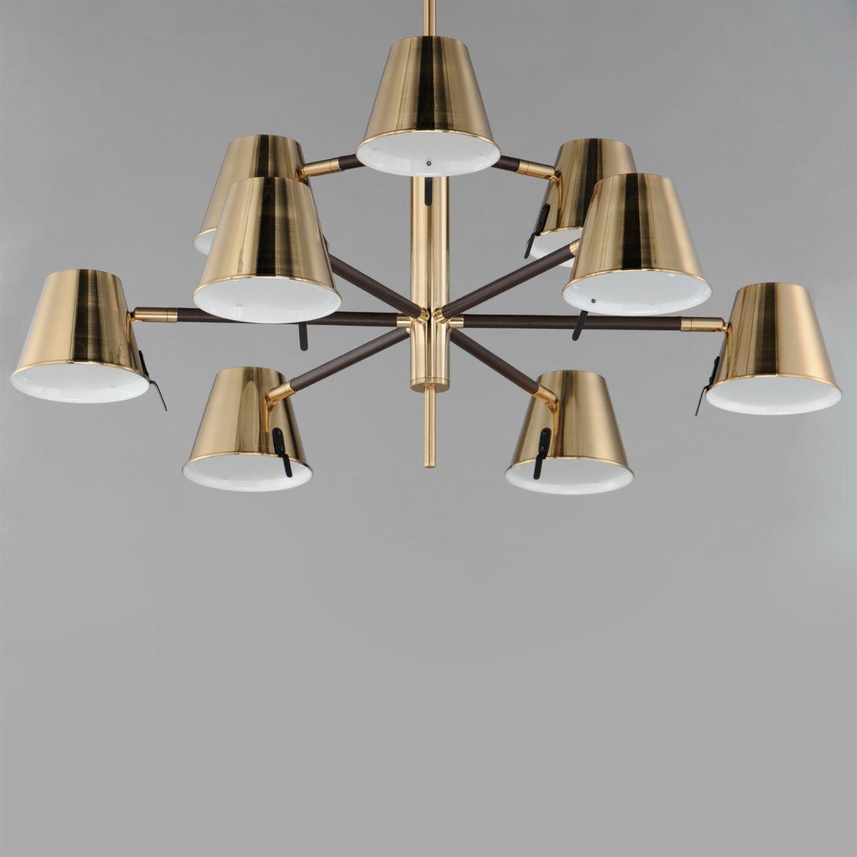 CARLO 34 in. 9 lights LED Chandelier Heritage Brass finish