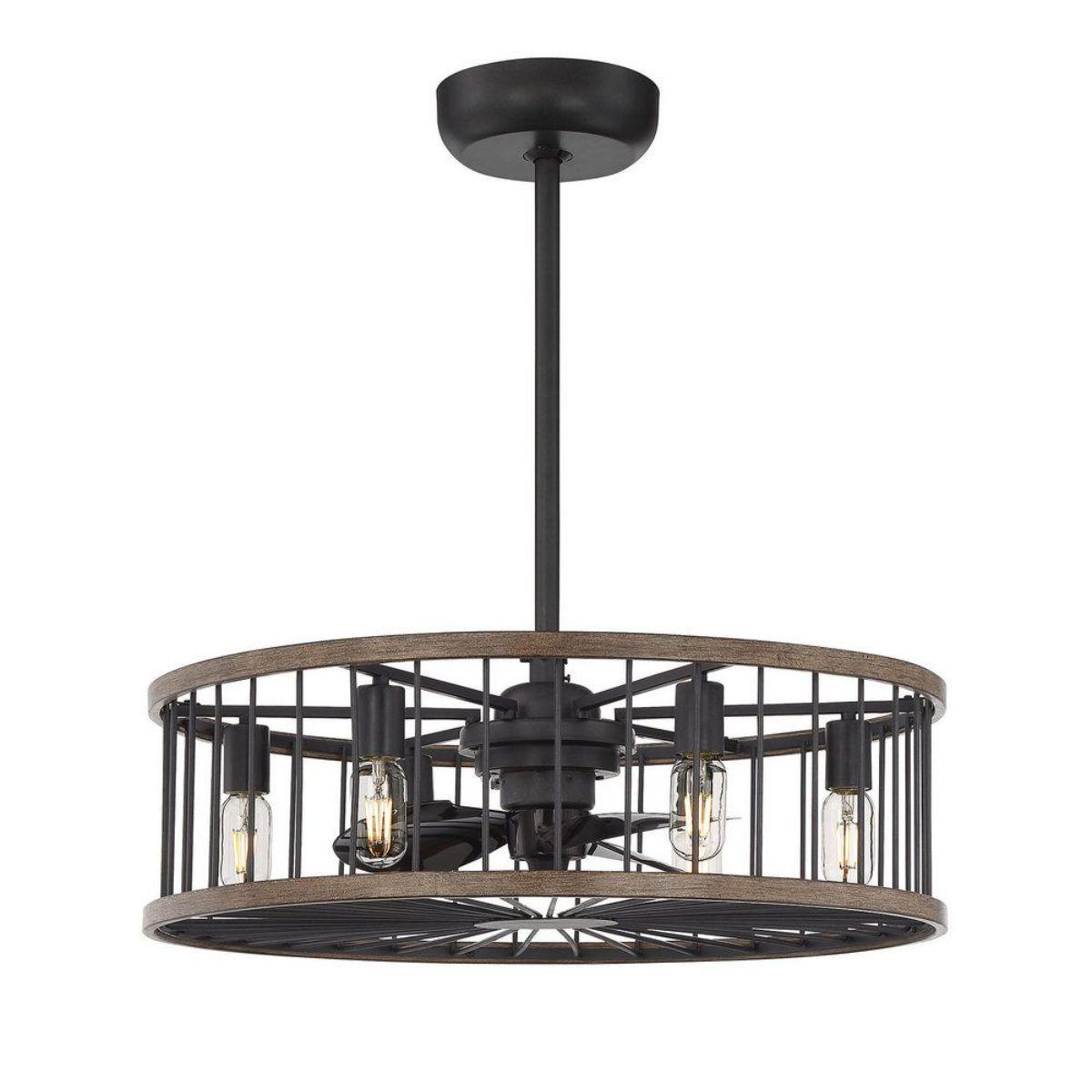 Kona 26 Inch Chandelier Outdoor Ceiling Fan With Light And Remote, Sapele Finish