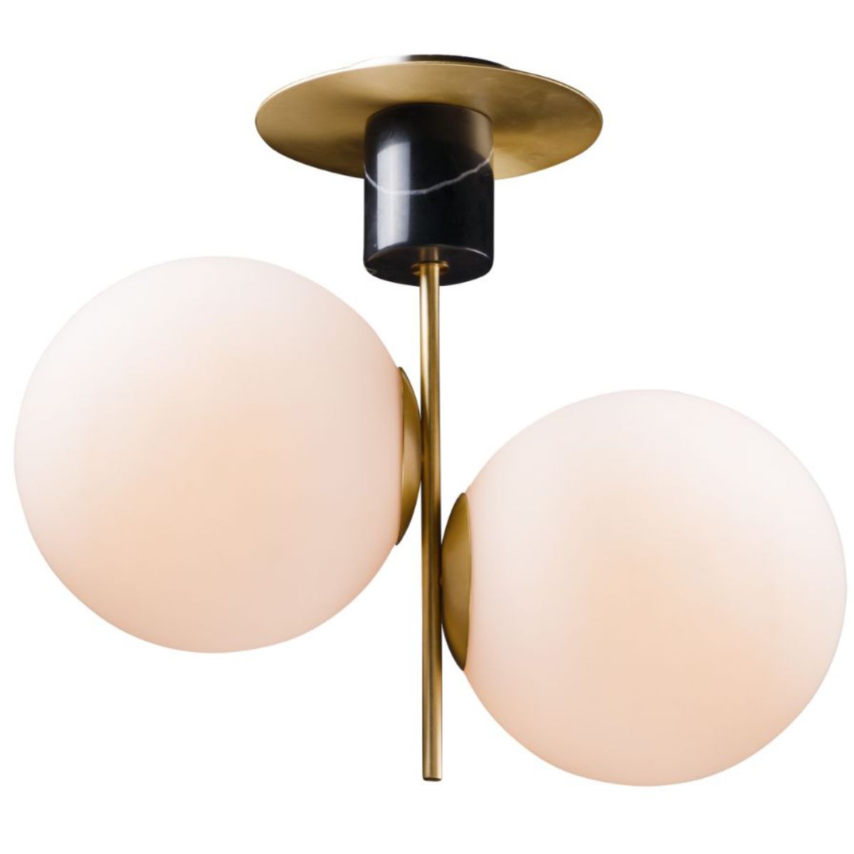 Vesper 20 in. 2 Lights Semi-Flush Mount Light, Satin Brass|Black - Bees Lighting
