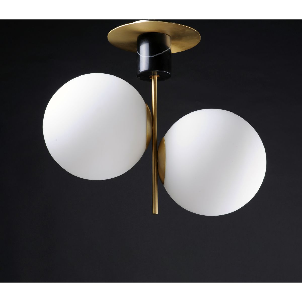 Vesper 20 in. 2 Lights Semi-Flush Mount Light, Satin Brass|Black - Bees Lighting