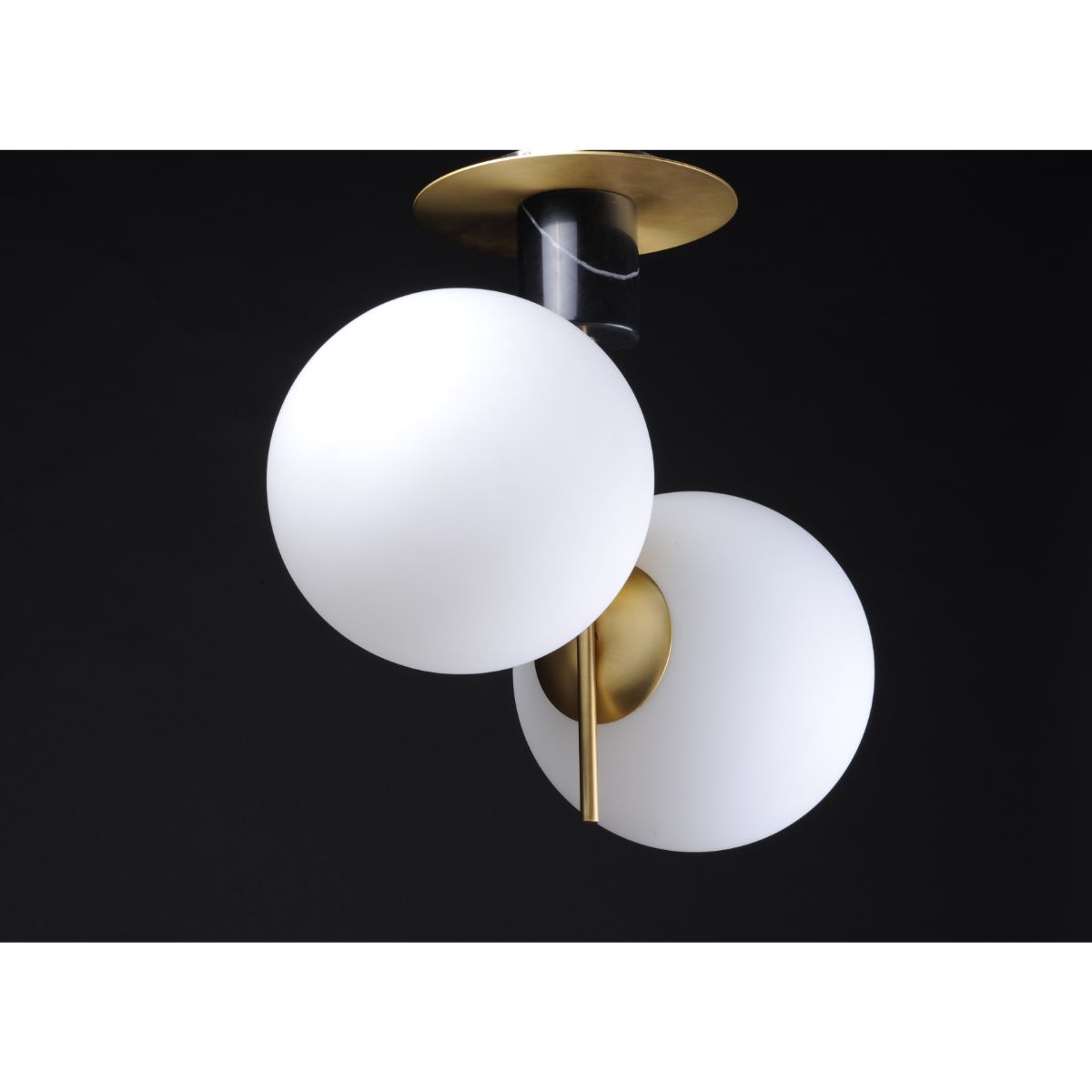 Vesper 20 in. 2 Lights Semi-Flush Mount Light, Satin Brass|Black - Bees Lighting