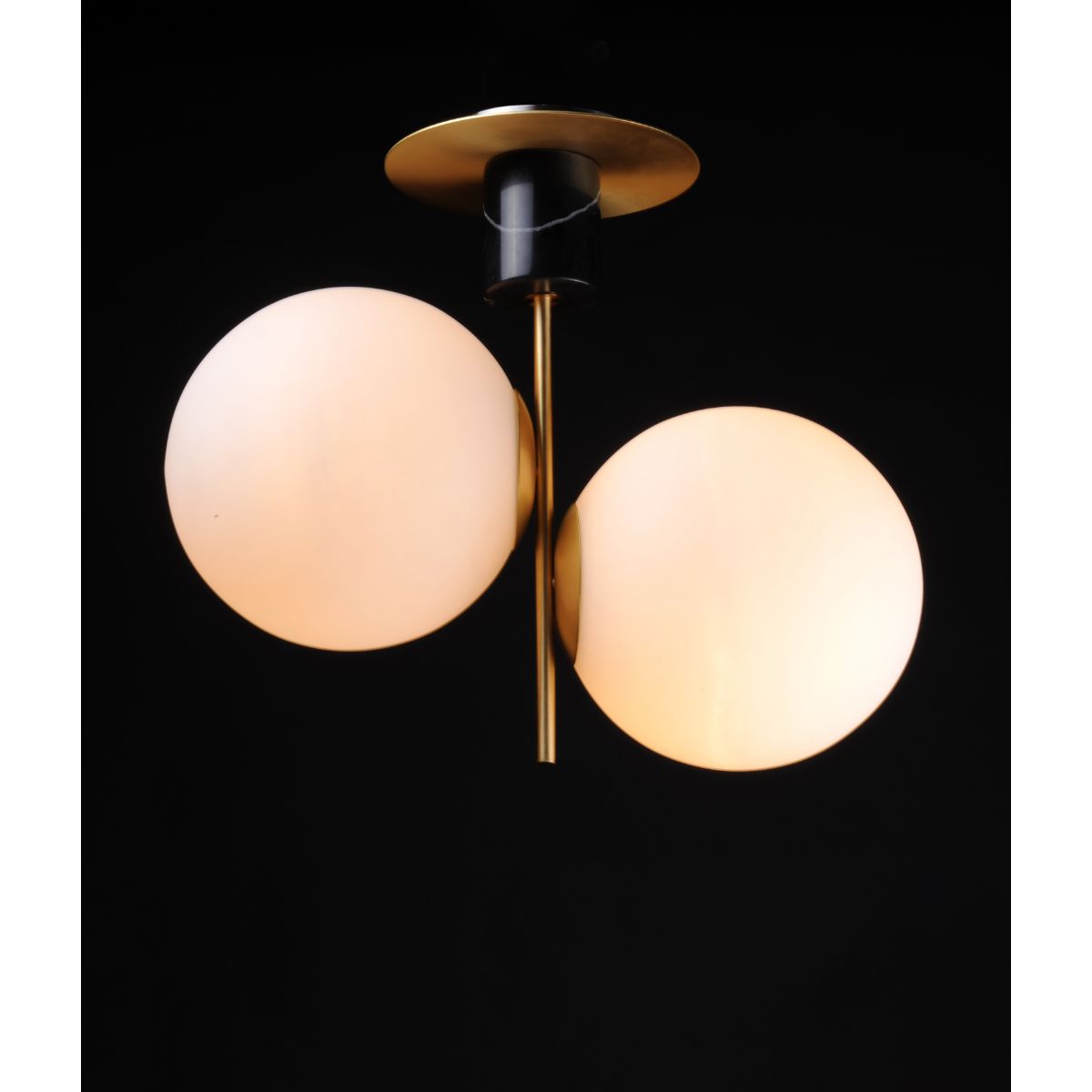 Vesper 20 in. 2 Lights Semi-Flush Mount Light, Satin Brass|Black - Bees Lighting