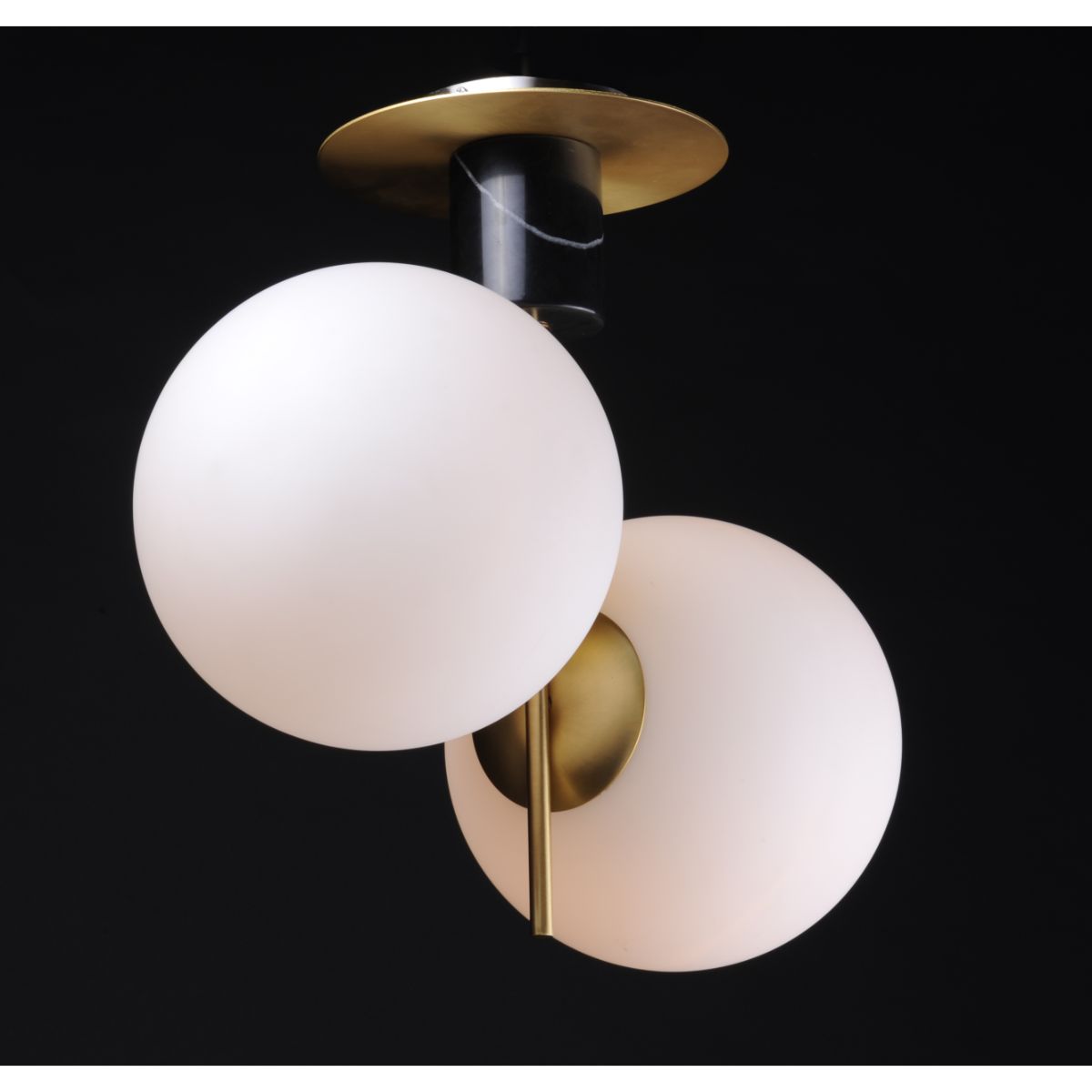 Vesper 20 in. 2 Lights Semi-Flush Mount Light, Satin Brass|Black - Bees Lighting